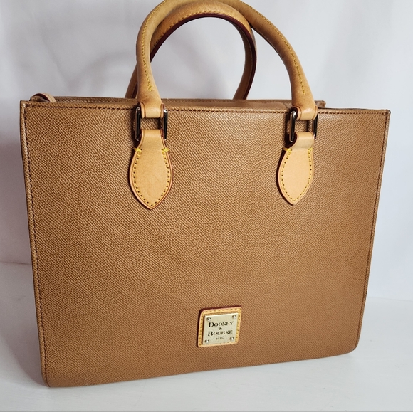 Dooney & Bourke Handbags - Authentic Dooney & Bourke Janine Satchel Tan Leather FLAWED see description